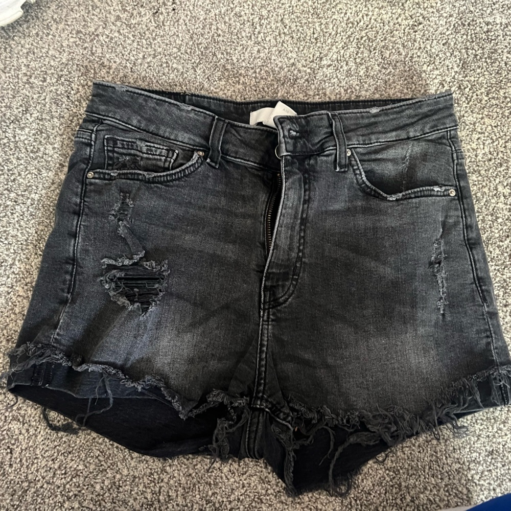 H&M Black Distressed Jean Shorts